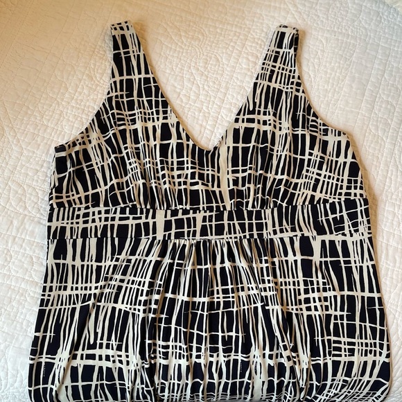 Ann Taylor Black/Navy and White Maxi Dress Size L - Picture 5 of 7
